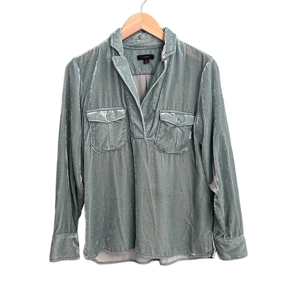 J. Crew Velvet Patch Pocket Popover shirt SMALL - Picture 7 of 7